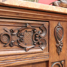 Load image into Gallery viewer, x SOLD Antique French Sideboard, Oak and Marble Top French Two Drawer Hall Cupboard B10879