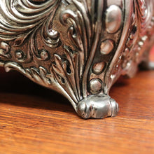 Load image into Gallery viewer, x SOLD Vintage Pewter Jewellery Box, Navy Velvet Lining and Two Dividers, Scroll Work B11227