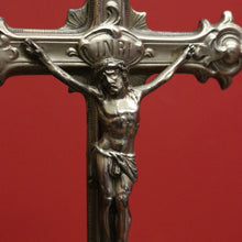 Load image into Gallery viewer, x SOLD Antique Vintage Crucifix, Free Standing Cross, Jesus on Cross Silver Plate Cross B10903