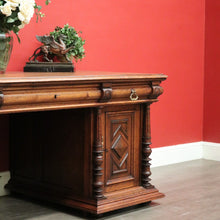Load image into Gallery viewer, x SOLD Antique French Oak Office Desk, French Twin Pedestal Desk, 3 Drawer Desk in Oak. B10255