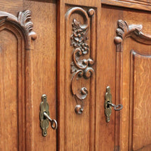 Load image into Gallery viewer, x SOLD Antique French Sideboard, Oak and Marble Top French Two Drawer Hall Cupboard B10879