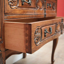 Load image into Gallery viewer, x SOLD Antique French Chest of Drawers, Hall Cabinet Cupboard of 2 Drawers, Oak & Brass B11085