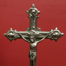 Load image into Gallery viewer, x SOLD Antique Vintage Crucifix, Free Standing Cross, Jesus on Cross Silver Plate Cross B10903