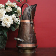 Load image into Gallery viewer, x SOLD Antique French Copper and Brass Coal Scuttle, Umbrella Holder, Pressed Metal Jug. B10119