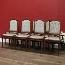 Load image into Gallery viewer, x SOLD Set of 8 Antique French Dining Chairs or Kitchen Chairs, Fabric Backs and Seats. B10516