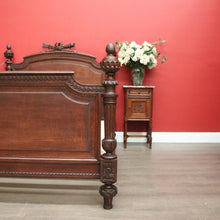 Load image into Gallery viewer, x SOLD Antique French Bed, French Oak Double Bed with Headboard, Foot Side Rails Slats B10455