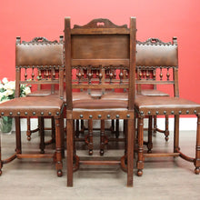 Load image into Gallery viewer, x SOLD Set of 8 Antique French Dining Chairs, Kitchen Chairs with Brass Studs to Seats. B10281
