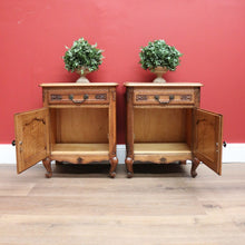 Load image into Gallery viewer, x SOLD Pair of Vintage French Lamp Tables or Bedside Tables Drawer and Cupboard Storage B10664