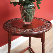 Load image into Gallery viewer, x SOLD Antique English Walnut Lamp Table, Side, Wine Table or Bedside Table Carved Top B11106