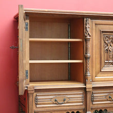 Load image into Gallery viewer, x SOLD Antique Belgium Gothic Sideboard, Sacrament Cabinet, 3 Door Drawer Church Chest B10862