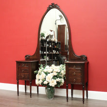 Load image into Gallery viewer, x SOLD Antique French Dressing Table, Twin Pedestal Walnut and Bevelled Mirror Dresser. B10326