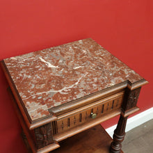 Load image into Gallery viewer, x SOLD Antique French Walnut and Marble Lamp Table, Bedside Cabinet Table Hall Cupboard B10458
