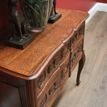 Load image into Gallery viewer, x SOLD Antique French Chest of Drawers, Hall Cabinet Cupboard of 2 Drawers, Oak & Brass B11085