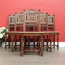 Load image into Gallery viewer, x SOLD Antique French Walnut and Cane Dining Chairs, Carved back Kitchen Chairs B10520