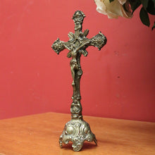 Load image into Gallery viewer, x SOLD Vintage French Crucifix, French Brass Free Standing Altar Crucifix, Cross, Jesus B10898