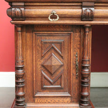 Load image into Gallery viewer, x SOLD Antique French Oak Office Desk, French Twin Pedestal Desk, 3 Drawer Desk in Oak. B10255