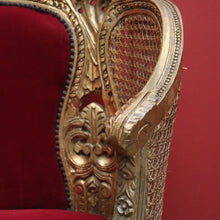 Load image into Gallery viewer, x SOLD Antique French Settee, Sofa, Gilt Timber, Cane, Fabric, Boudoir Chair, Armchair B11145