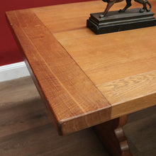 Load image into Gallery viewer, x SOLD Antique French Oak Twin Pedestal Dining Table or Kitchen Table, Stretcher Base. B11170