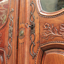 Load image into Gallery viewer, Antique French Cherrywood 2 Door 19th Century Glass Door Bookcase China Cabinet B10700