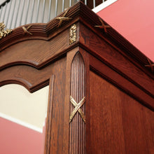 Load image into Gallery viewer, x SOLD Antique French Wardrobe, Armoire, Blind Bookcase, Linen Press.  Oak, Gilt Brass and Bevelled Mirror. B10532