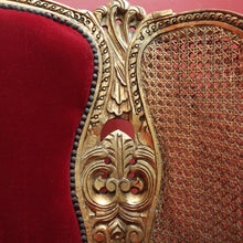 Load image into Gallery viewer, x SOLD Antique French Settee, Sofa, Gilt Timber, Cane, Fabric, Boudoir Chair, Armchair B11145