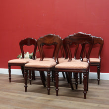Load image into Gallery viewer, x SOLD Set of Eight Antique Dining Chairs, Kitchen Chairs, English Mahogany and Fabric. B11142