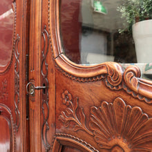 Load image into Gallery viewer, Antique French Cherrywood 2 Door 19th Century Glass Door Bookcase China Cabinet B10700