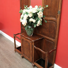 Load image into Gallery viewer, x SOLD Antique French Oak Hall Stand, Mirror Back Hall Tree Coat Rack. Umbrella Stand. B9825