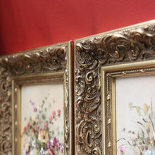 Load image into Gallery viewer, x SOLD Pair of Oil on Canvas Floral Arrangements, Set of Two Painting in Gilt Frames B10808