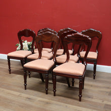 Load image into Gallery viewer, x SOLD Set of Eight Antique Dining Chairs, Kitchen Chairs, English Mahogany and Fabric. B11142