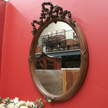 Load image into Gallery viewer, x SOLD Antique French Mirror, Oval hall Bedroom Mirror with Ribbon Bows to the Top B10657