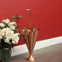 Load image into Gallery viewer, x SOLD Antique French 1960's Umbrella Holder, Copper Brass for Walking Stick Umbrellas. B9980