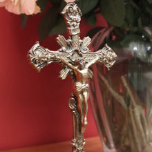 Load image into Gallery viewer, x SOLD Vintage French Crucifix, French Brass Free Standing Altar Crucifix, Cross, Jesus B10898