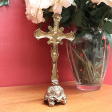Load image into Gallery viewer, x SOLD Vintage French Crucifix, French Brass Free Standing Altar Crucifix, Cross, Jesus B10898