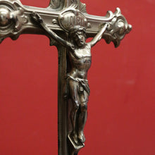 Load image into Gallery viewer, x SOLD Antique Vintage Crucifix, Free Standing Cross, Jesus on Cross Silver Plate Cross B10903