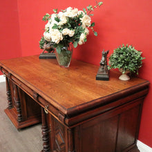 Load image into Gallery viewer, x SOLD Antique French Oak Office Desk, French Twin Pedestal Desk, 3 Drawer Desk in Oak. B10255