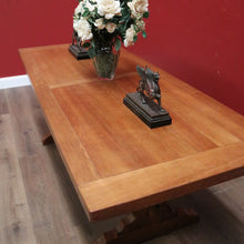 Load image into Gallery viewer, x SOLD Antique French Oak Twin Pedestal Dining Table or Kitchen Table, Stretcher Base. B11170