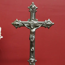 Load image into Gallery viewer, x SOLD Antique Vintage Crucifix, Free Standing Cross, Jesus on Cross Silver Plate Cross B10903