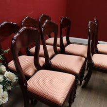 Load image into Gallery viewer, x SOLD Set of Eight Antique Dining Chairs, Kitchen Chairs, English Mahogany and Fabric. B11142