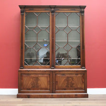 Load image into Gallery viewer, x SOLD Antique English Mahogany China Cabinet, English Bookcase with Cupboard Base B10744