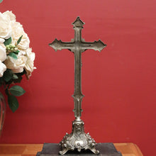 Load image into Gallery viewer, x SOLD Antique Vintage Crucifix, Free Standing Cross, Jesus on Cross Silver Plate Cross B10903