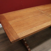 Load image into Gallery viewer, x SOLD Antique French Oak Twin Pedestal Dining Table or Kitchen Table, Stretcher Base. B11170