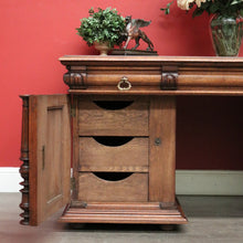 Load image into Gallery viewer, x SOLD Antique French Oak Office Desk, French Twin Pedestal Desk, 3 Drawer Desk in Oak. B10255
