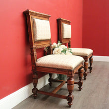 Load image into Gallery viewer, x SOLD Pair of Chairs, Church Hall Chairs, Antique French Walnut and Fabric Chairs. B10372