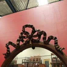 Load image into Gallery viewer, x SOLD Antique French Mirror, Oval hall Bedroom Mirror with Ribbon Bows to the Top B10657