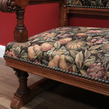 Load image into Gallery viewer, x SOLD Antique French Hall Settle Hall Seat Oak and Tapestry French Bench Seat Armchair B10810