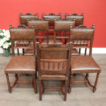 Load image into Gallery viewer, x SOLD Set of 8 Antique French Dining Chairs, Kitchen Chairs with Brass Studs to Seats. B10281