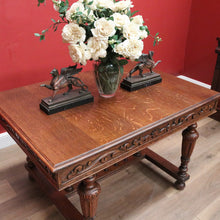 Load image into Gallery viewer, x SOLD Antique French Desk, Stretcher Base Desk or Table for Four. Antique Office Desk B10870