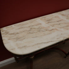Load image into Gallery viewer, x SOLD Vintage Italian Walnut, Marble and Gilt Brass Hall Table, Lamp or Side Table B11252