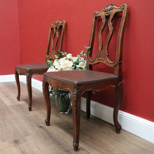Load image into Gallery viewer, x SOLD Pair of Antique French Hall Chairs, Leather, Oak and Brass Stud Office Chairs B10429